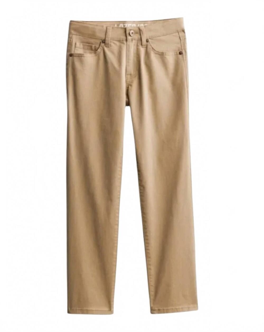 NEW LAZER boy's flex tech straight 5-pocket stretch pants in tan/khaki